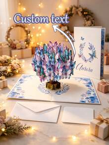Personalized Custom Butterfly 3D Pop-Up Greeting Card, Butterfly 3D Card, Handmade Butterfly Card With Envelope And Blessing Message, Suitable For Anyone, Holiday Gift For Mom, Dad, Family And Friends, Holiday Desktop Decoration Souvenir - Single Piece - View 8