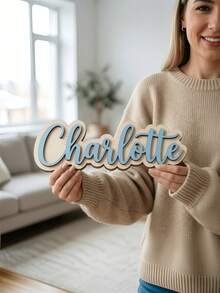 1PC, Customized Name Sign, Double-Layer Material Durable, Personalized Baby Name Photo Prop Decor, Multi-Functional Wall-Mounted Kids Room Decoration, Nursery Decor, Custom Name Sign, Customized Baby Shower Party Decoration, Perfect Gift For Baby Boy And Girl, Room Decor. - Multicolor - View 3
