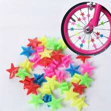 36pcs Glow Star Bicycle Spoke Beads & Night Glow Valve Caps Set, Colorful Bicycle Wheel Hub Decoration Accessories, Suitable For Night Riding, Fun Outdoor Cycling Decor For Kids And Adults Bicycles, Cool Summer Holiday Gift - Multicolor - View 8