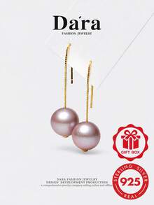 DARA Freshwater Pearl Earrings S925 Silver 11-12mm Purple Beads, Elegant Elegant, Versatile For Natural Look And Banquet - Multicolor - View 2