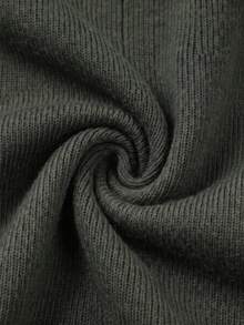 Wixra Women Denim Lapel Zip‑Up Ribbed Knit Cardigan Long Sleeve Patch Pockets Cropped Sweater Jacket - Dark Green - View 8