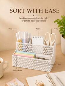 Large Capacity Honeycomb Hollow Design Desktop Organizer, Multi-Layer Multi-Compartment Office Supplies And Student Desk Clutter Storage Rack, Multi-Functional Storage Organizer Box, Innovative Back To School Gift, Suitable For Office And Study Desk - Multicolor - View 10