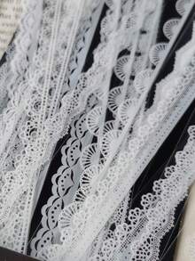 30PCS Vintage Lace Stickers Set, High Aesthetic, Hollow Design, Semi-Transparent Material, Suitable For Scrapbooking, Photo Album Decoration, Handmade Crafts, Holiday Material Production, Halloween & Christmas Theme Decoration, Page Embellishment - Multicolor - View 8