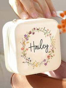 1pc/ Custom Jewelry Box - Personalized Travel Storage Box, With Zipper Closure And Fabric Lining, Perfect Bridesmaid Proposal Gift Or Couple Souvenir, Elegant Design | Soft Lining, Wedding Gift, Jewelry Box - Multicolor - View 9