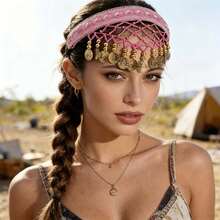 Mesh Coin Pendant Headband, Exotic Style Music Festival Theme Party Performance Hair Accessory, Multiple Colors Available - Multicolor - View 21