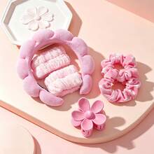 Pink Velvet Headband, Non-Slip Spa Hair Accessory, Suitable For Face Washing, Makeup, Skincare Routine And Daily Styling - Pink - View 12