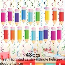 Colorful Cartoon Shaped Hanging Ornaments, Classroom Decoration Pendant Set To Create New Semester Atmosphere - A - View 10