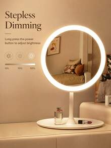 LED Makeup Mirror With Lights, Optional 3X Magnifying Suction Cup Mirror Set, 3 Lighting Modes, Tabletop Makeup Mirror, Vanity Mirror With Storage Base, Touch Control, 320mAh Battery, Suitable For Home, Bedroom And Travel Use, Ideal Holiday Gift - Multicolor - View 5