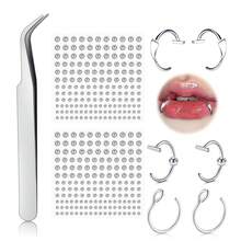 New Fake Belly Button, Eyebrow, Lip Ring, Ear Stud Sticker Set, No Piercing Required, Fake Nose Ring Piercing Jewelry, Skin Surface Adhesive Studs - Sticker - View 22
