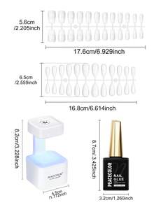 peacecolor 240Pcs Full Cover Gel Nail Tips Kit, 15ml UV Nail Glue Gel With Mini UV LED Nail Lamp, DIY Press-On Nails Manicure Set - Multicolor - View 6