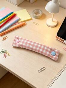 5/1pc Premium Fabric Cable Organizer Strap, Cute Plaid Cable Management Clip With Heart Button, Earphone/Charging Cable Cord Wrap, Portable Desktop Travel Cable Fixer, Multi-Color Decorative Cable Storage Accessory - Multicolor - View 12