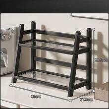 1pc Multifunctional Bamboo Desktop Organizer Rack, Water Cup Tea Set Storage Rack, Cosmetic Display Storage Rack, Perfume Storage Rack, Kitchen Utensils Storage Rack, Closet Storage Rack, Wedding Festival Supplies Storage, Organizer Storage, Bathroom Kitchen Storage Supplies, Suitable For Living Room Bedroom Home Decor - Black - View 6