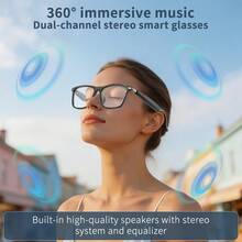 AI Smart Glasses | 8-In-1 AI Smart Audio Glasses With 100+Real-Time Translation, Wireless Connection,AI Assistant,Wireless BT Fashion Glasses For Men Women, Touch Control,Supporting Wireless Calling/Call Noise Reduction/Audio Playback Gift - View 8