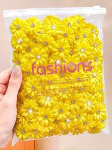20/10件組柔和奶油黃雪紡3D花朵髮夾，花朵設計搭配水鑽裝飾，柔美甜美可愛，極簡時尚髮飾，適合女孩與青少年，適用日常上學、度假 - 彩色 - 查看 1
