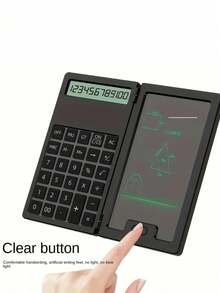 2-In-1 Multifunctional Calculator With Reusable Erasable Writing Pad 12-Digit LCD Display Portable Desk & Pocket Notepad Calculator Office School Business Stationery Supplies For Students Workers - A - View 3