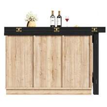 360° Rotating Kitchen Island And Sideboard 120–197 Cm With Patchwork Doors, Removable Wine Rack And Drawers, 2 Colors (Light Oak / Black) - Natural Color - View 8