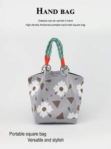 1pc Cute Cartoon Plant Pattern Large Capacity Lightweight Tote Bag, Suitable For Commuting, School, Travel, Portable Matching With Outfits, All Seasons - Multicolor - View 15