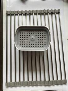 1pc Metal Foldable Drain Rack, Aluminum Alloy Dish Drying Rack, Suitable For Kitchen Sink - Food , Space-Saving Water Filter And Dishwasher Drainer With Roll-Up Design, Perfect For Fruit And Vegetable Washing, Sink-Top Dish Drying Rack - Dish Drying Rack - View 12