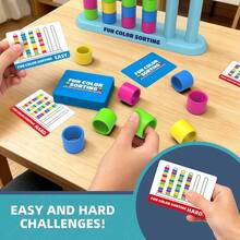 Color Matching Stacking Challenge Game, 50‑Card Speed Thinking Puzzle Toy, Educational Brain Teaser Stacking Game, Family Party Game Night Toy, 6+ Kids Ideal Birthday Holiday Gift For Boys Girls - Multicolor - View 5