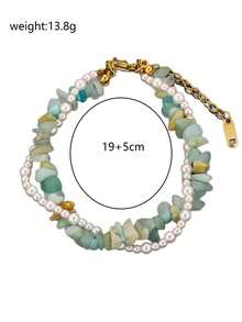 Fashionable Double Layered Bracelet With Versatile Design, Stackable And Adjustable For Women, Suitable For Gifting - Green - View 10
