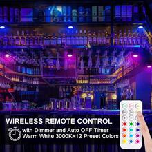 RGB LED Puck Lights, Battery Operated Under Cabinet Lights With Remote Control, 13‑Color Changing Dimmable Wireless Night Lights, Stick‑On Closet Showcase Display Lights For Kitchen, Shelf, Bar, Bedroom Decor - 6 Pcs - View 12