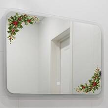 1PC Christmas Holly Glass Sticker, Self-Adhesive Holiday Decoration Glass Decal, Red Berry Pine Cone Glass Border Sticker - Multicolor - View 4