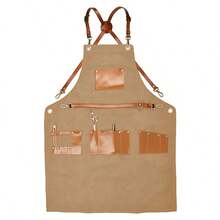 Solid Color Japanese Style Premium Barista Apron, Customizable Logo Embroidery Text Name Store Name, Professional Apron For Baking, Bartending, Coffee Shop, Catering, Kitchen, Painting, Floral Arrangement, Cashier, Hair Salon, Suitable For Daily Business/Holiday Party/All Seasons - Multicolor - View 11