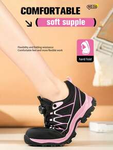Women's Steel Toe Shoes, Anti-Crush & Anti-Puncture, Rubber Sole, Durable & Sturdy, Suitable For Construction, Forging Workshop And More - Black - View 6