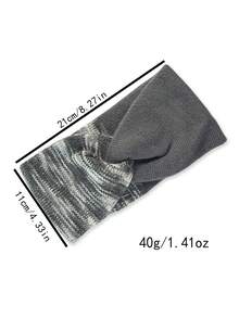 DUOJIAOYAN 1pc Autumn/Winter New Cross Gradient Dual-Color Patchwork Wide Elastic Hair Band, Sports Cold-Proof Warm Headband Accessory - Multicolor - View 5