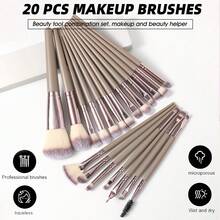 35/20pcs Including Gifts,Makeup Brushes All‑In‑One Kit With Makeup Sponges, Powder Puffs, Makeup Remover Pads And Bonus Brush Cleaning Mat, Cosmetic Brushes For Foundation Powder Blush Eyeshadow Concealer Contour Highlight, For Daily Makeup Routine - Coffee Brown - View 2