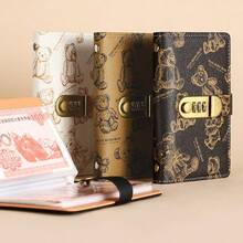 100-Page A6 Locked Binder, Bear Pattern, Budget Tracker, Cash Notebook, Perfect For Back-To-School - A6 - View 1