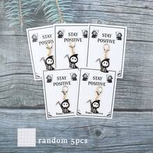 5/10pcs Spooky Cute Grim Reaper Keychain - Gothic Sarcastic Bag Charm, Stay Positive Halloween Gift For Friends Family Coworker20240910 - Multicolor - View 8