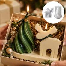SILIKE LUFEI 2 Buah Cetakan Silikon Resin Set Lilin Rusa Natal & Kerucut, Cocok untuk Membuat Resin Epoksi, Plester, Lilin, Produk Aromaterapi, Cetakan Silikon untuk Pajangan Dekorasi Rumah - cetakan silikon - View 3