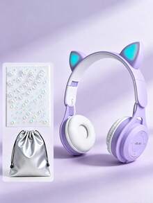 Gerripuer Foldable Wireless Cat Ear Headphones, Color-Changing Cat Ear Wireless Headphones, Built-In Microphone, Touch Control, Ultra-Long Battery Life, Suitable For Children/Gifts - View 14