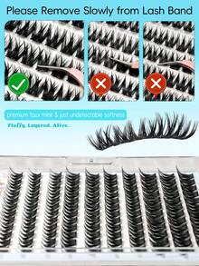 anlinnet 10 Rows Reusable Glueless Lashes Waterproof Self Adhesive Lashes C Curling Spike Lashes Cluster 10-14mm Gift For Women & Girl No Extra Lash Glue Required! Built-In Pre-Adhesive Band Lets You Apply Lashes In Seconds-Just Press On. - View 6