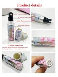 1/2/4pcs Crystal Butterfly Pendant Perfume Spray Bottle With Keychain, Floral Butterfly Print Pattern Makeup Bottle, Women's Bag Charm, Bottom Fillable Perfume Refill Tool, Birthday Gift, Holiday Gift, Suitable For Travel, 5ml - Multicolor - View 8