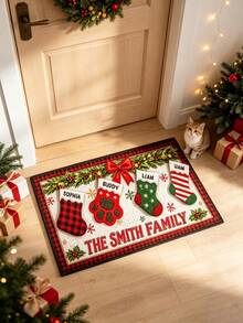 1pc Christmas Socks Hallway Runner Rug, Corridor Long Carpet, Area Rug, Mat, Home Decor, Living Room Area Rug, Living Room Home Decor, Room Decor, Washable Carpet - Multicolor - View 4