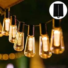 Solar String Lights, Smart Light Sensor, Auto On/Off At Night/Day, Adjustable Lighting Modes, LED Outdoor Christmas Decor Lights, Retro Holiday Wreath Lights, Suitable For Yard, Gazebo, Porch, Camping - Papaya Lamp - View 6