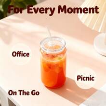 1pc 16oz/480ml Large Capacity Plastic Water Cup With Lid And Straw, Reusable Water Bottle, Suitable For Summer Juice, Coffee, Milk Tea, Transparent PC Material, Smooth And Clear, Sealed And Durable - Multicolor - View 2