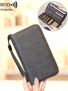 FOREVER MIYIN Women's RFID Blocking Zip Around Long Wallet, Vintage Purse With Wrist Strap And Pen Slot, ID Window, Coin Pocket, Multi Card Slots For Daily Use - Multicolor - View 8
