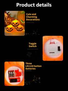 LED Smiling Pumpkin Light, Creative Novelty Decorative Night Light, Suitable For Festivals, Parties, Rooms, Living Rooms, Birthday Backdrop Lighting Decor Ornament, Smiling Pumpkin Atmosphere Night Light - Jack-o'-lantern - View 9