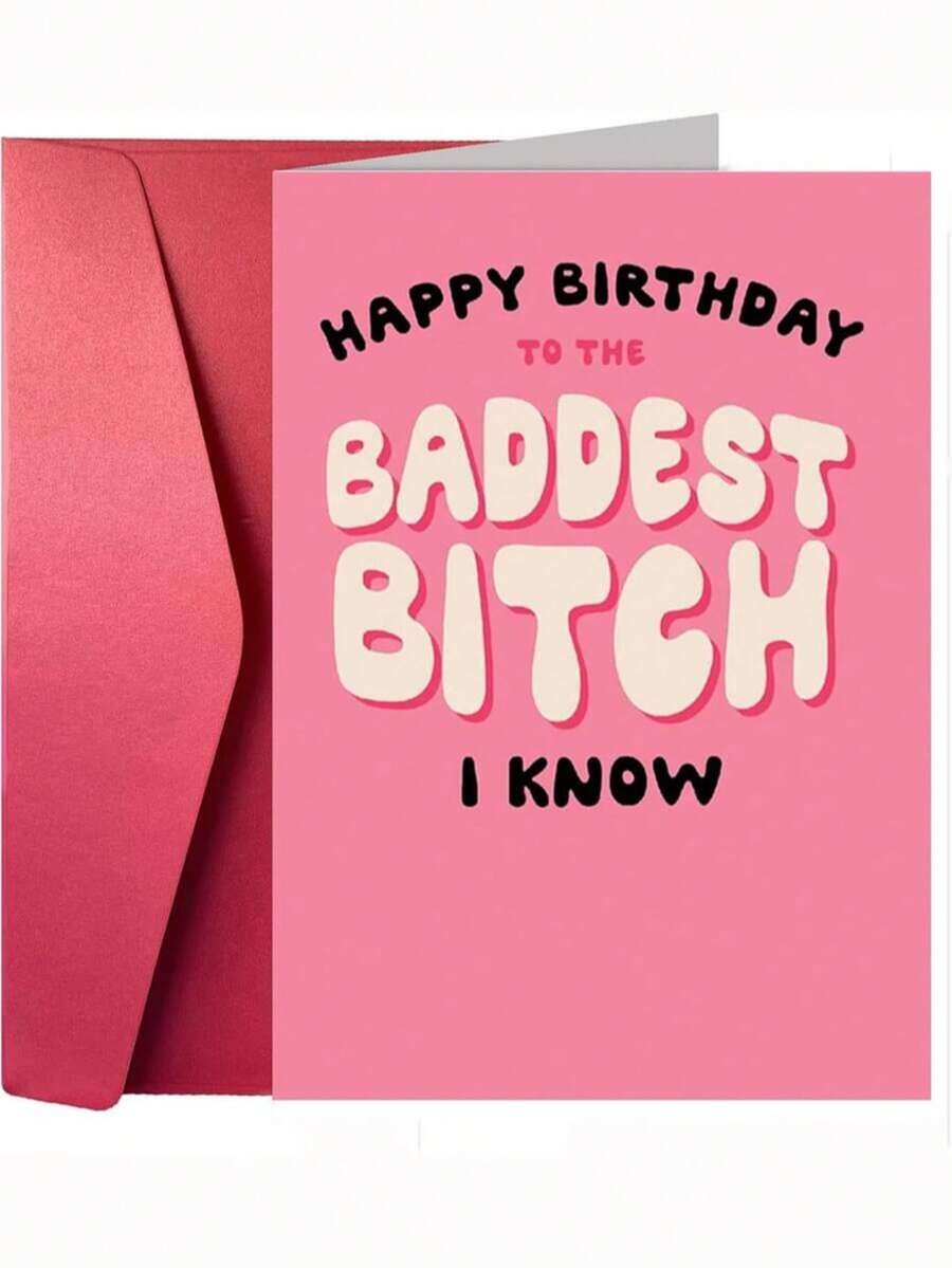 OBOVAY 1pc Birthday Card With Envelope, Printed With "Happy Birthday To The Best Girlfriend" Blessing. This Is A Cute And Creative Gift Suitable For Close Female Friends. - A - View 1