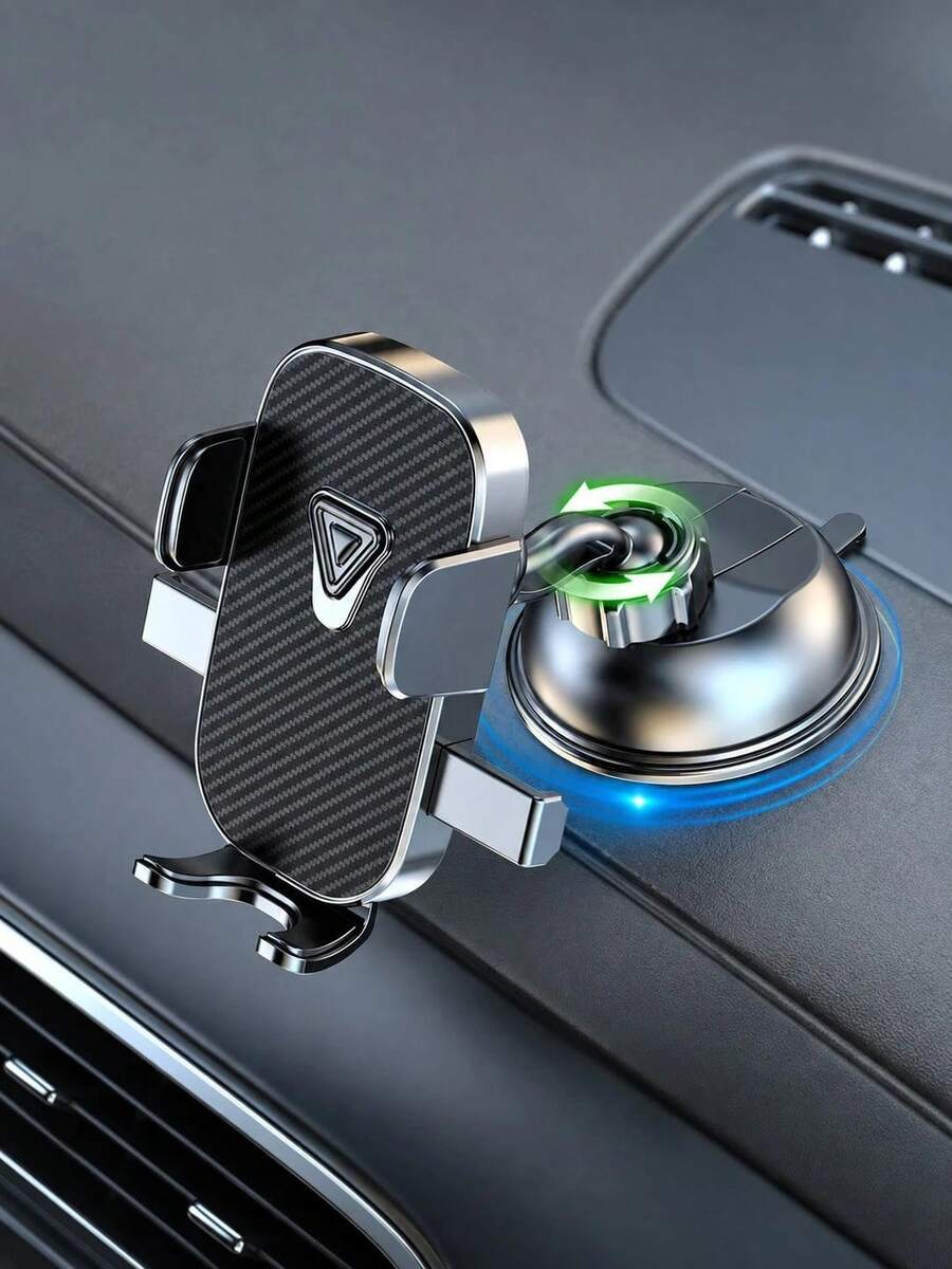 1pc Strong Suction Cup Car Phone Holder, 360° Rotatable Dashboard And Windshield Phone Mount, One-Hand Operation Mechanical Clamp Navigation Bracket, Universal Smartphone Car Accessory