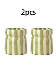 1pc/2pcs INS Style Hand-Painted Striped Ceramic Storage Canister, Kitchen Utensil Holder, Home Living Room Dining Table Cutlery Organizer, Chopsticks Spoon Fork Storage Jar, Home Decor Ornament, Holiday Gift For Family And Friends - View 22