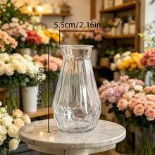 1/2/5/8/10pcs Elegant Minimalist Design Suitable For Wedding Home Desktop Windowsill And Restaurant Decoration High And Low Stem Multi-Pack Suitable For Flower Arrangement Centerpiece Daily Use Contemporary Geometric Pattern Clear Plastic Vase Living Room Home Decor Vase Dining Table Vase Christmas Decoration Vase - White - View 8