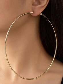1pair Sexy Exaggerated Extra Large Hoop Earrings For Women, Party & Daily Punk Style Accessory - Silver - View 13