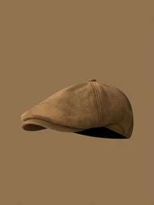 1pc Autumn/Winter Solid Color Suede Beret Hat, Unisex Vintage Versatile British Style Newsboy Cap, Suitable For Daily Wear - Multicolor - View 3