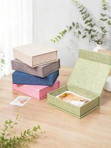 Magnetic Fabric Storage Box, Suitable For Photo Albums, Letters And Small Items, Decorative Book-Shaped Organizer Box, Can Store Jewelry, Watches And Handmade Crafts, Durable Desktop Storage Box, Suitable For Living Room And Study - Multicolor - View 7