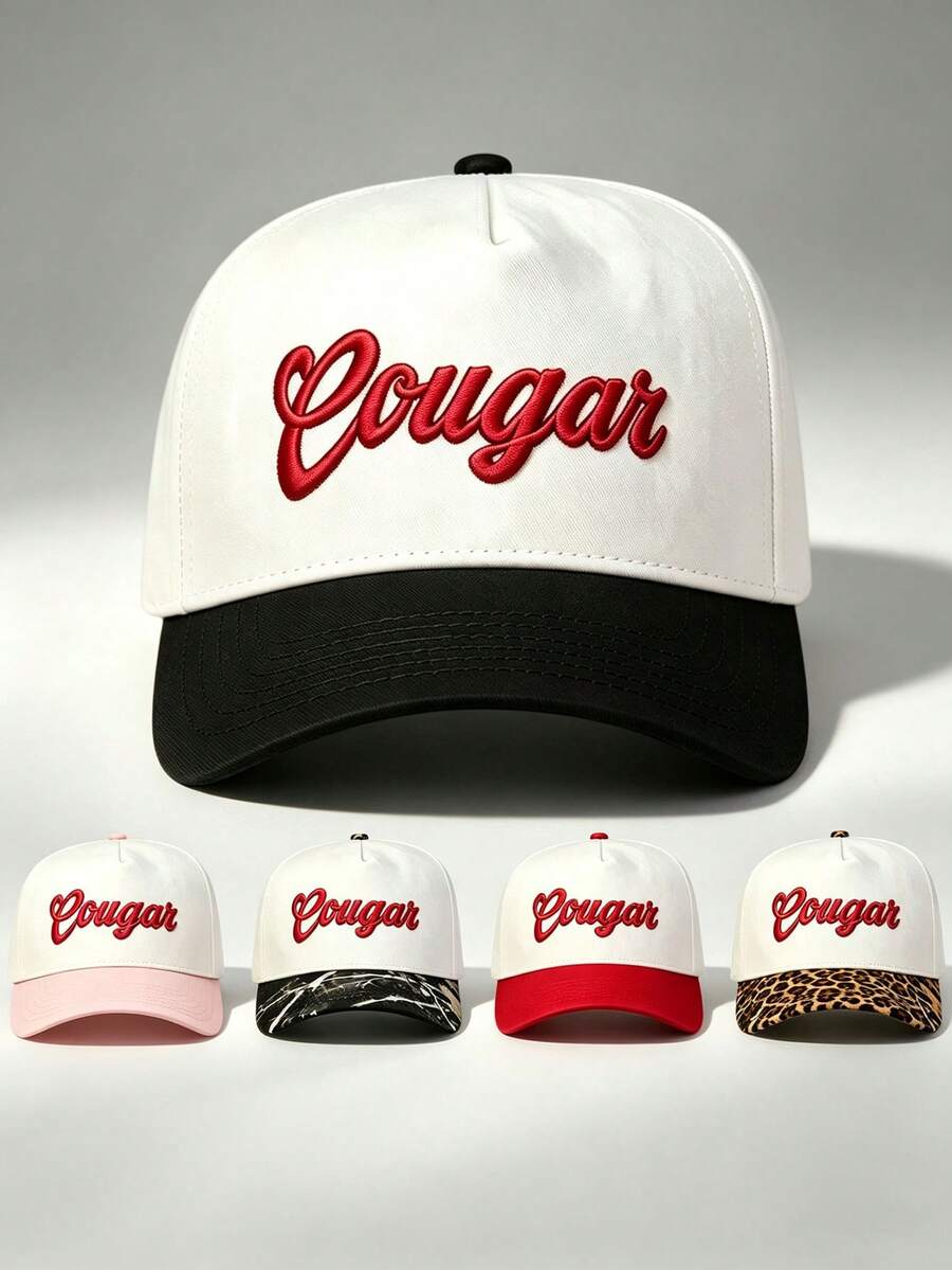 1pc Men 'eougan' Embroidered Two Tone Baseball Cap Adjustable Design Perfect For Spring And Fall Trips, Beach Parties, Running, And Sun Protection