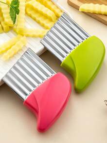 1pc Pink Creative Potato Slicer, Wavy French Fries Cutter, Potato Chip Slicer, Lightweight And Easy To Use, Even Slices - Multicolor - View 8